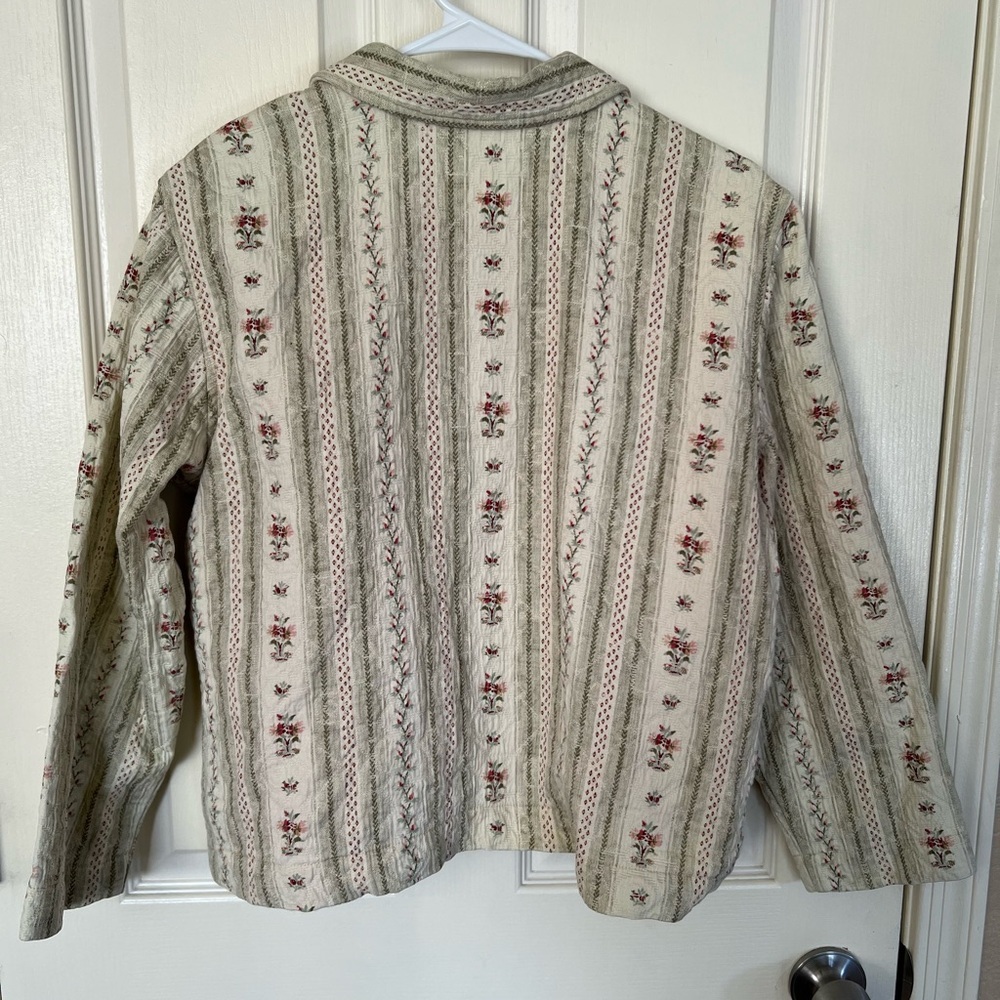 Coldwater Creek Floral Stripe Button Front Jacket Blazer Size PL Petite Large - Picture 7 of 9